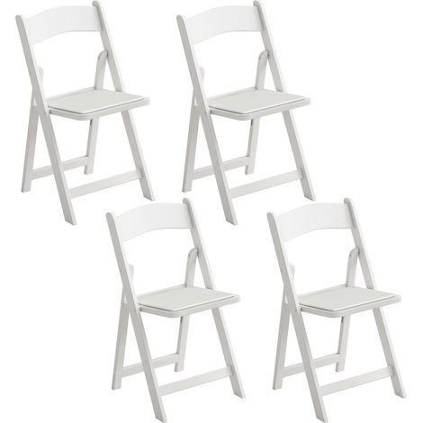 Lot de 4 chaises pliantes en résine et PU, sièges portables pour salon, jardin, 45x44x78cm, blanc (1/5)