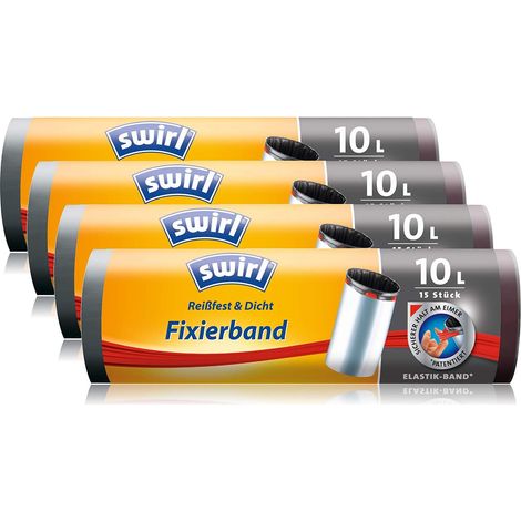 Swirl® 4006508183197-15 sacchetti per la spazzatura con banda autoadesiva, capienza 10 l (1/4)
