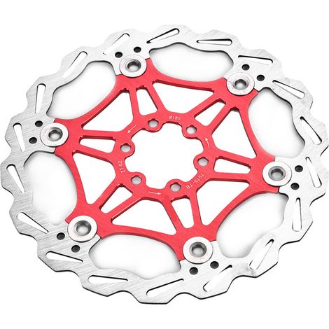 ZTTO Disque de Frein Flottant 180mm 6 Vis pour VTT, Accessoire Vélo Rouge
