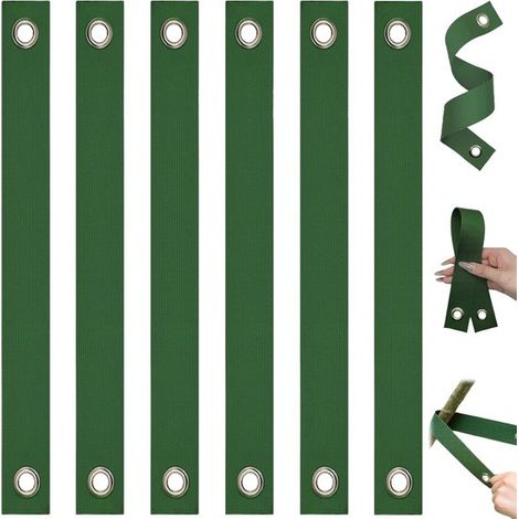 6 fasce per alberi, 40 cm, verdi, robusto supporto in nylon per giovani alberi, resistente agli uragani, estensibile (1/5)