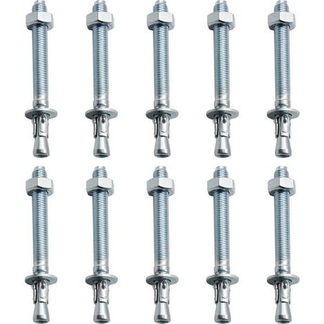 Ecleanfy - 10 Pièces M10/ 10mm Chevilles pour Charges Lourdes Galvanisées, pour Balustrades, Murs-rideaux, Poutres, Billettes, Supports