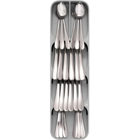 Organisateur d'ustensiles compact pour argenterie de tiroir de cuisine, plateau à couverts, gris (1/3)