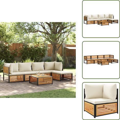 Salon de jardin avec coussins 6 pcs bois d'acacia solide - Ensemble Salon De Jardin - Canapé Jardin - Meuble De Jardin - Jardin Exterieur - Mobilier Acacia (1/5)