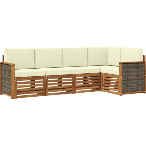 Sectional Sofa Set with Cushion 4 pcs Natural and Cream vidaXL (1/5)