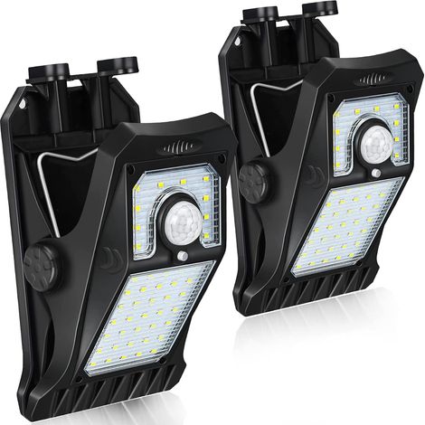 Lampes solaires d'extérieur avec détecteur de mouvement, lampes solaires à clip LED pour jardin extérieur 3 modes d'éclairage mural super lumineux, lampe de sécurité pour terrasse, clôture, garage, lo (1/5)