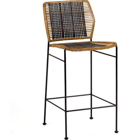 Chaise élégance métal et tissage finesse - Noir élégant avec tissage naturel (1/5)
