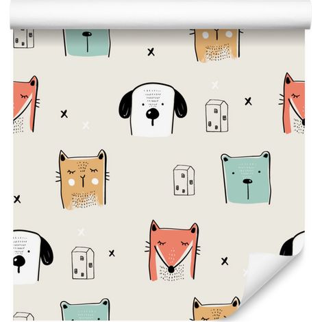 Papier peint animaux colorés pour salon et chambre 50x1000 cm (1/5)