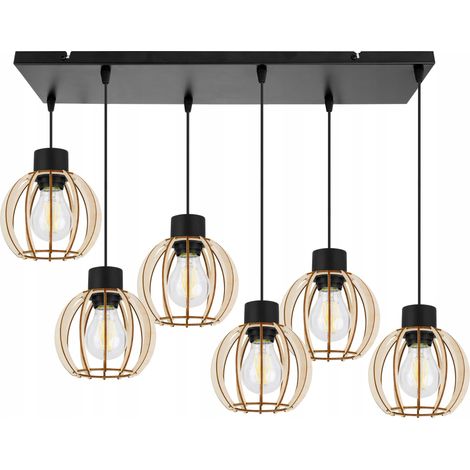 LAMPADA A SOSPENSIONE, LAMPADARIO DA SOFFITTO, IN LEGNO, PARALUME A LED (1/5)