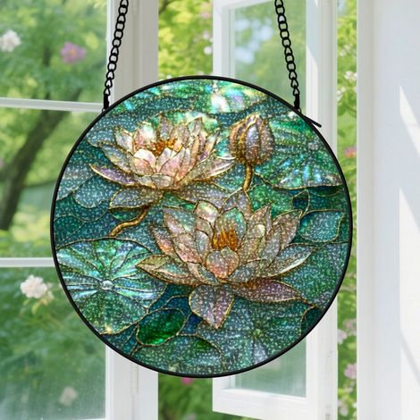 25cm Vitrail Suspendu pour Fenêtres, Accroche-Soleil Artisanal Jardin Suspensions Noël Fête des Mères, Saint-Valentin Ornements Cadeaux Festifs (1/5)
