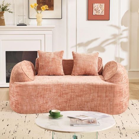 2-Sitzer Sofa 170cm Rosa, Werkzeugfreier Aufbau, Bequem, mit Armlehnen & 2 Kissen (1/5)