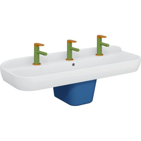 Lavabo pour enfant VITRA Sento Kids 85 cm + cache siphon + Mitigeur lavabo VITRA Sento Kids jaune et vert (1/5)