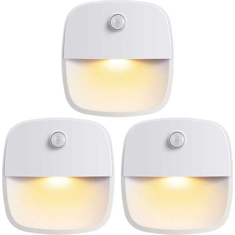 Bewegungsmelder-Innenleuchte, batteriebetriebene Bewegungsmelderlampe, automatisches LED-Nachtlicht für Schlafzimmer, Küche, Flur, Treppenhaus, Tresor (Weiß, 3er-Pack) (1/5)