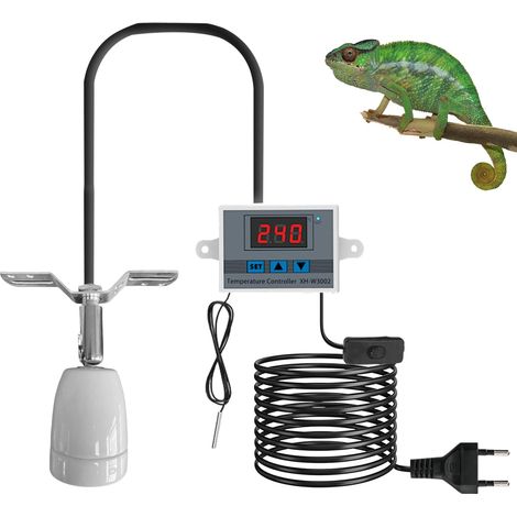 Lampe chauffante pour reptiles, douille E27 en porcelaine avec régulateur de température, câble et fiche, rotatif à 360 °, avec 2 ampoules chauffantes, pour aquarium, serpents, lézards, tortues (1/5)