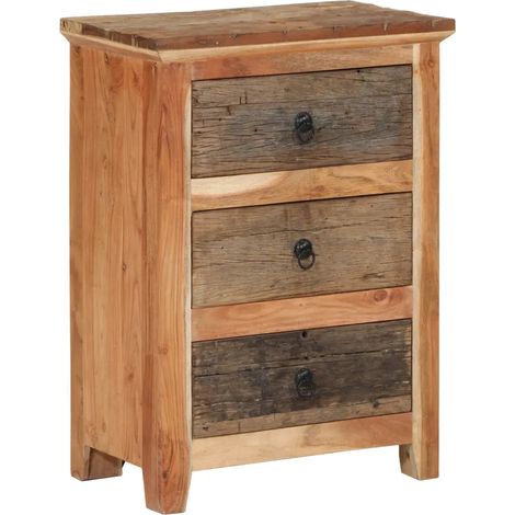 Armadio laterale in legno massello di acacia contenitore 55 x 33 x 75 cm funzione espositiva stile classico in legno di acacia 020047155
