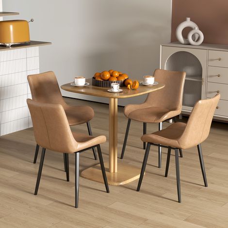 Table à manger pour 4 personne table de cuisine style moderne avec plateau aspect bois, 70 x 70 cm, bois naturel (1/5)