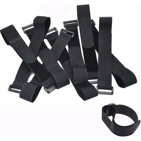 10er-Pack Kabelbinder, verstellbare Klettbänder mit Kunststoffschnalle (250 mm x 20 mm)
