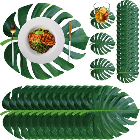 Lot de 200 Sets de Table et Dessous de Verre jetables en Papier hawaïen Luau avec Dessous de Verre pour extérieur et intérieur pour décoration de Table de Salle à Manger, Douche, Anniversaire (1/5)