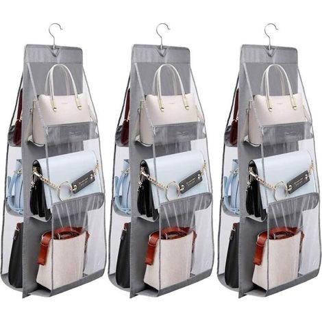 3-piece closet storage bag set, hanging leather storage bag, dustproof storage bag (1/4)