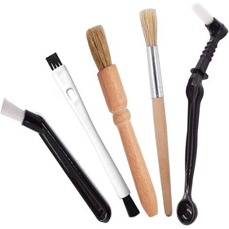 BUNTHAUS 5-teiliges professionelles Kaffeebürsten-Set mit Holz-Reinigungsbürste und Nylon-Espressobürste für Kaffeemaschine (1/5)