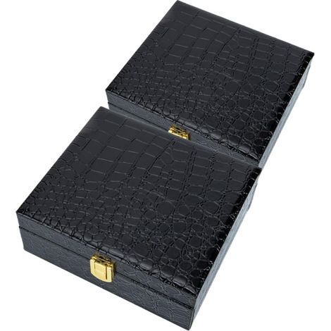 Two-piece black cigar storage box made of PU and iron with handle, multi-functional, cigar protection for travel (1/5)