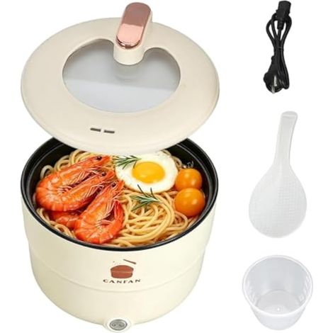 Cuiseur à riz, 1,8 L, antiadhésif, électrique, mini cuiseur à riz multifonctionnel avec double compartiment vapeur pour nouilles, soupes, cuisson vapeur (prise UE) (1/5)