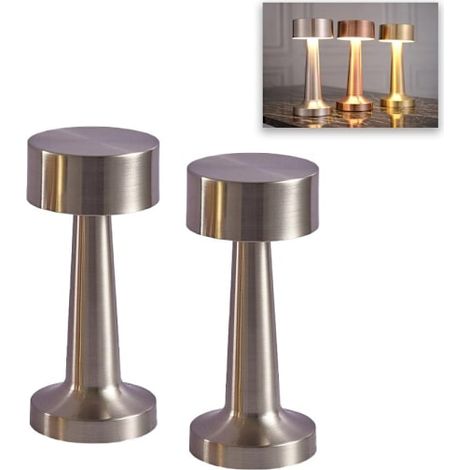 LYERCW - Lot de 2 lampes de table tactiles - WELLNGS argent