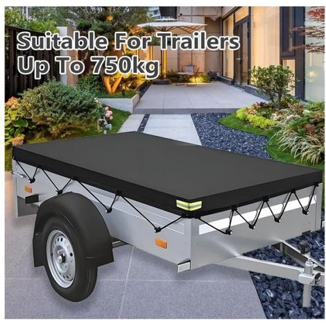 Bâche de remorque 214 x 122 x 13 cm avec corde de fixation, bâche de protection adaptée pour remorques de voiture jusqu'à 750 kg (1/5)