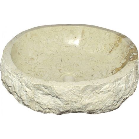 Vasque marbre beige BAIN 40 à 59 cm - 59x45x15 cm - Kayu Meuble (1/5)