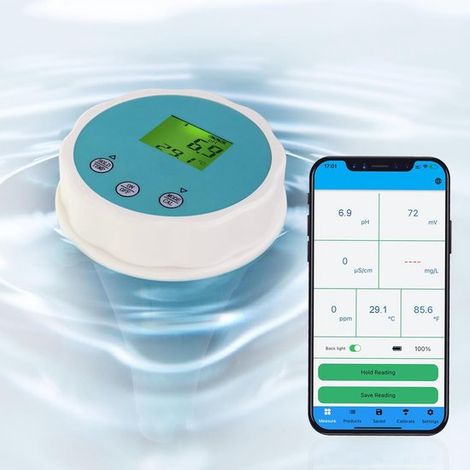 Analizador de agua 6 en 1 con Bluetooth y almacenamiento de datos，medidor de calidad del agua de piscina para cloro，EC (conductividad) (1/5)