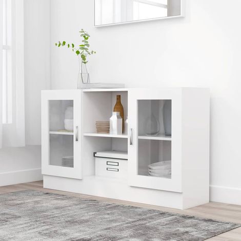 vidaXL Armoire à vitrine Blanc 120x30,5x70 cm Bois d'ingénierie (1/5)
