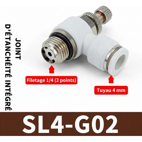 Régulateur de débit pneumatique G SL4-G02 pour tube 4 mm blanc sl4-g02 blanc 4mm 2 33 g – Livraison gratuite