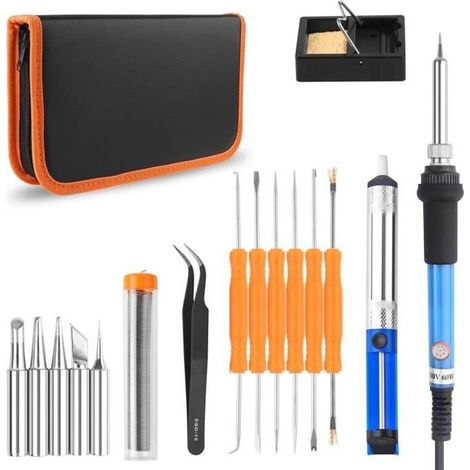 Fer à Souder Electronique Réglable Température 60W Soudage 8 en 1 Kit avec 6 PCS Têtes Différents, Fil de Soudure pour Divers (1/4)