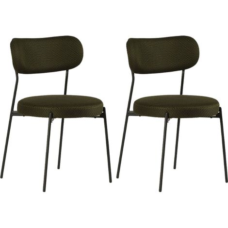 Lot de 2 chaises métal et tissu nid d'abeille vert Casita ALTO