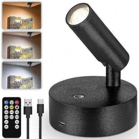 Rechargeable Wireless LED Spotlight avec Remote Control, 3350mAh Battery, Adjustable 3000K/4000K/5000K pour Indoor Use (1/5)