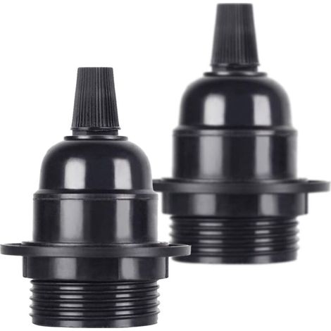 2 Pcs/Pack Edison Vis ES E27 Ampoule Ampoule Support de Lampe Pendentif Douille Noir Bakélite (1/4)