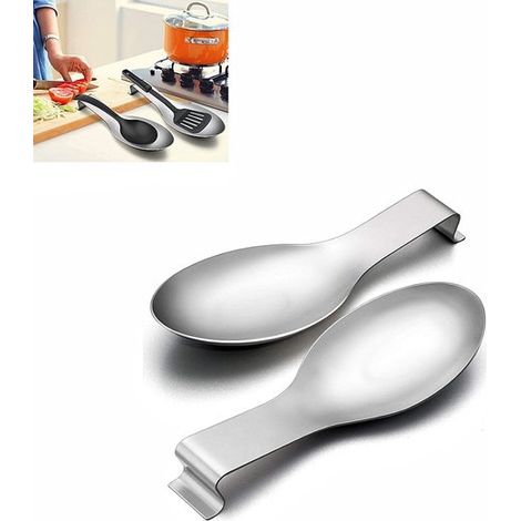 8-teiliges Set aus Edelstahl-Löffel- und Pfannenwenderhalter für Küchenarbeitsplatten und Herdplatten (24,89 cm x 9,65 cm, silber) (1/4)