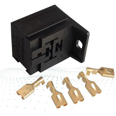 Support de relais automobile 40A à 5 broches avec bornes de 6,3 mm, compatible avec les supports de relais automobiles universels. (1/5)