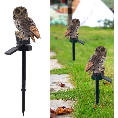 Lampe solaire d'extérieur à encastrer au sol en forme de hibou, étanche, marron (1/5)