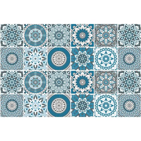 Pegatinas decorativas de pared con diseño de mandala marroquí, 15 cm x 15 cm, autoadhesivas, de vinilo, aptas para cocinas y baños (24 unidades).