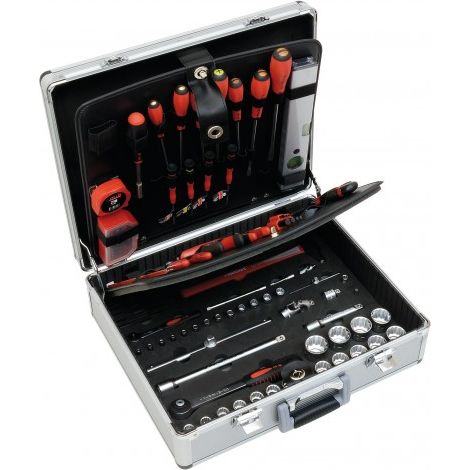 Mob Outillage – Valise aluminium 128 pièces – Outils professionnels avec coins renforcés – Système de rangement optimisé – Poignée ergonomique (1/3)