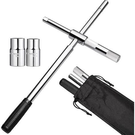 Cléà roue télescopique avec douilles 17/19mm et 21/23mm, Clé croix pour changer les pneus de voiture, Étendre jusqu'à 60cm (1/5)