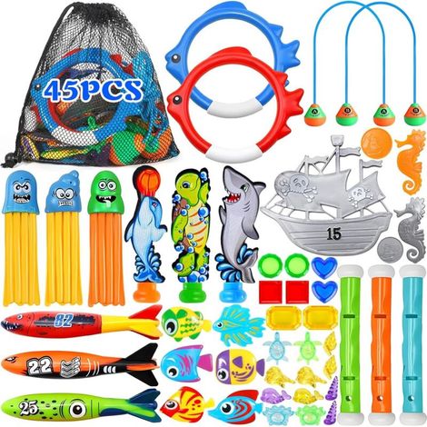 46pcs Diving Toy, Diving Pool Swimming Toys, Outdoor Water Games for Children with Diving Door, Diving Pool Swimming Toys, Torpedo Bandits (1/5)