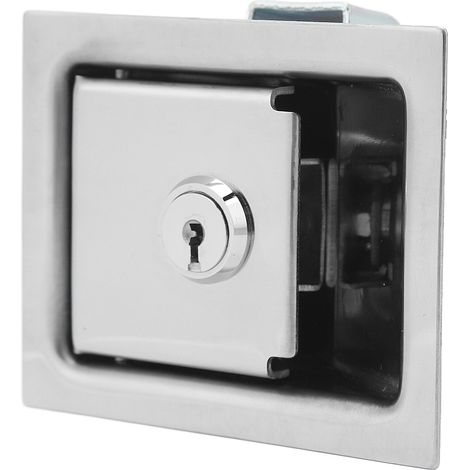 Serrure à panneau encastrée en acier inoxydable, poignée de verrouillage rectangulaire à palette pour porte de remorque, serrure de boîte à outils pour camion (1/5)