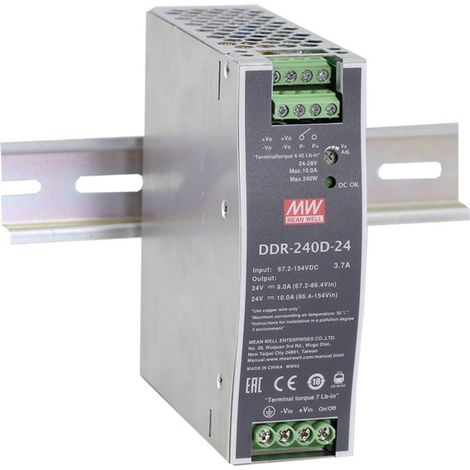 MEAN WELL DDR-240D-48 Convertisseur CC/CC pour rail (DIN) 48 V/DC 5 A 240 W Nbr. de sorties:1 x Contenu 1 pc(s) (1/2)
