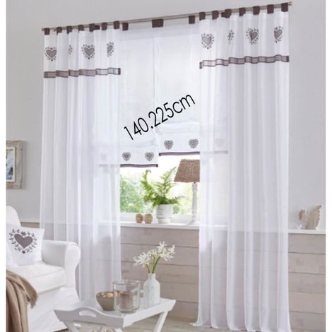 Panneaux Rideaux Voilage Blanc à Oeillets Semi-Transparent Voilage de Fenêtre Salon Moderne Chambre Cuisine 140x225cm Blanc x2pcs (1/5)