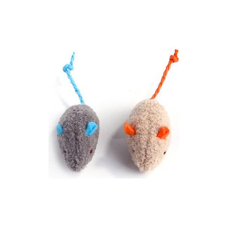 2 Mini Peluches pour Chat en Forme de Souris，Souris pour Chat Souris en Peluches Souris Jouets pour Chat Chaton Animaux Domestiques Toys，orange, bleu，Fonepro (1/5)