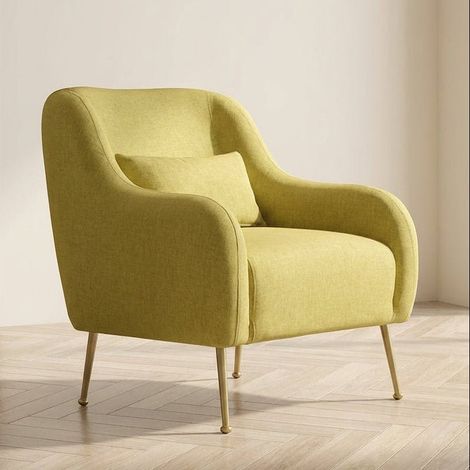 Moderner Sessel aus gelbem Stoff mit goldenen Beinen Seville (1/5)