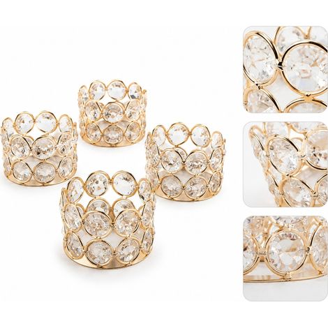 Set de 4 Pieces Chandeliers Verre Cristal Dore 6,3 x 6,3 x 4,3 cm 0,3 kg pour Table Centre de Table Romantique Decoration (1/5)