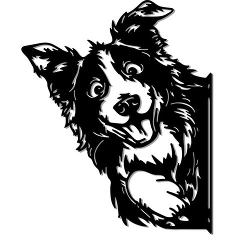 1 Hundesilhouette, Metall, Schwarz, 24 x 28 cm, Garten, Hof, Wanddekoration (1/5)