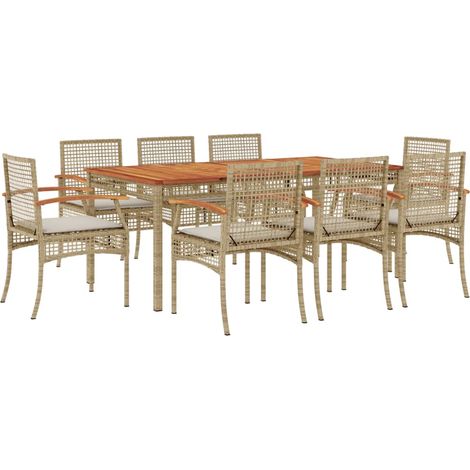 Maison Exclusive - Set comedor de jardín 9 pzas con cojines ratán